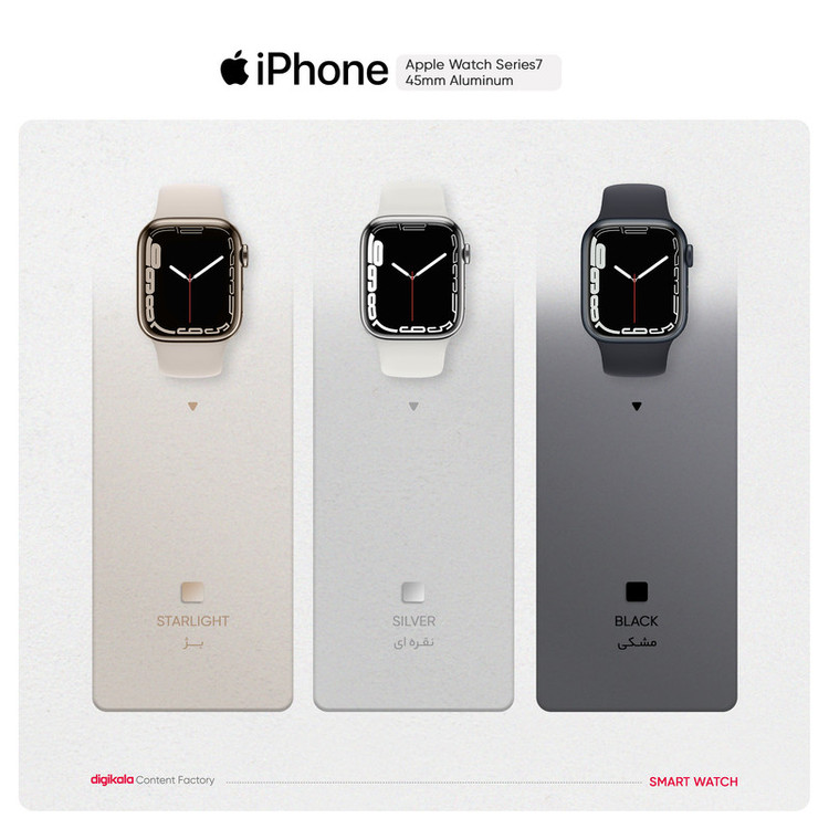 محصول نمونه تستی ساعت هوشمند اپل واچ سری 7 مدل 45mm Aluminum Case with Sport silicone Band