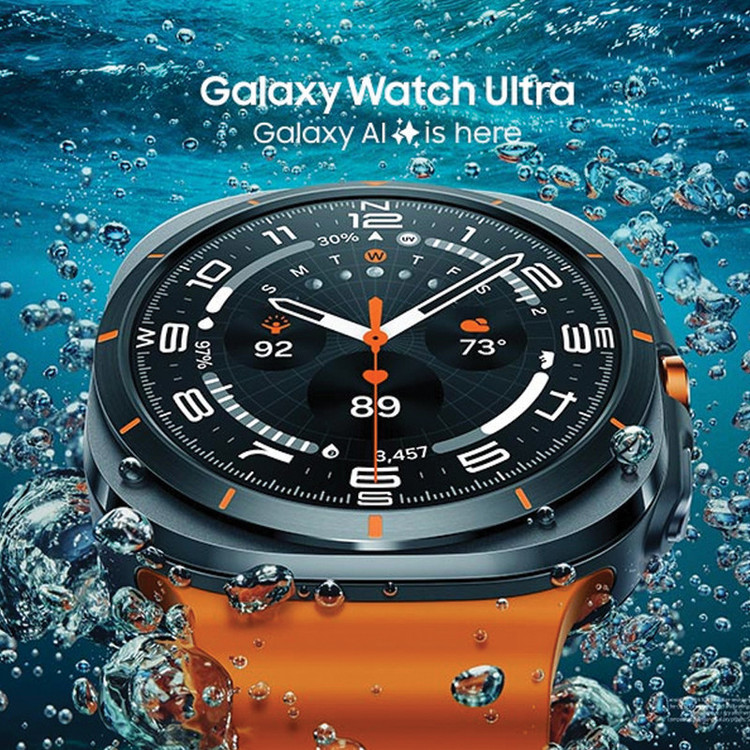 محصول نمونه تستی ساعت هوشمند سامسونگ مدل Galaxy Watch Ultra دارای قابلیت های کنترل موسیقی (Music Player)، قابلیت مکالمه از طریق بلوتوث، قابلیت تغییر طرح ساعت یا تم، صفحه همیشه روشن (Always-on Display)، پشتیبانی از دستیار صوتی بند سیلیکون